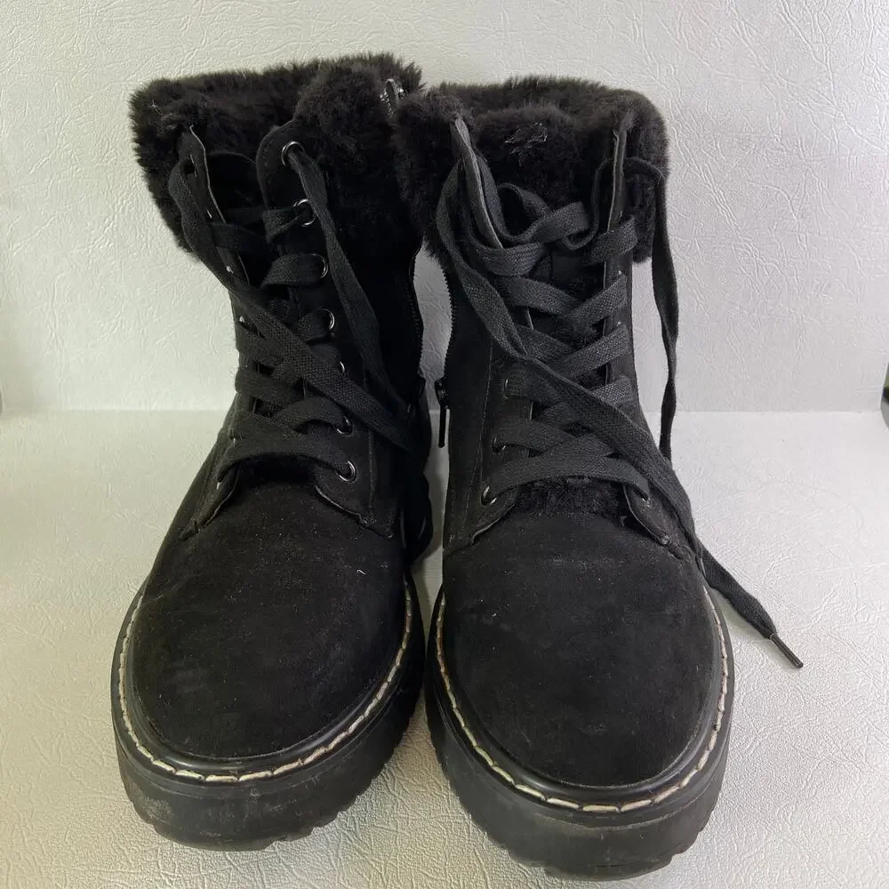 Madden Boots Womens Size‎ 6.5 Black Kymber Side Zip Faux Suede